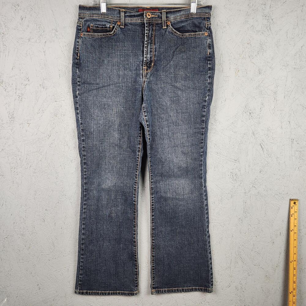 Jeanstar Elle Jeans Womens 14 Short Medium Wash Bootcut Stretch Grunge Y2k Logo
